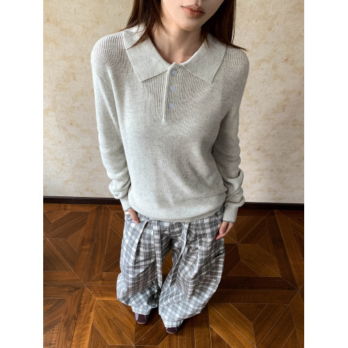 Apocket美式老錢風針織毛衣女cleanfit寬松顯瘦高智感Polo上衣潮 Apocket美式老錢風針織毛衣女cleanfit寬松顯瘦高智感Polo上衣潮