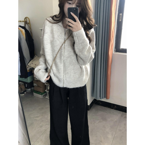 韓系早秋季穿搭針織開衫女軟糯短款拉鍊毛衣外套高級感小個子上衣 韓系早秋季穿搭針織開衫女軟糯短款拉鍊毛衣外套高級感小個子上衣