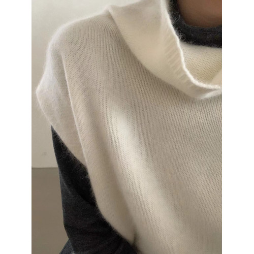 have u浣熊絨高領針織馬甲女秋季寬鬆毛衣背心曡穿高級感無袖上衣
