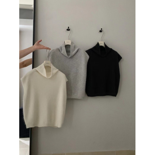 have u浣熊絨高領針織馬甲女秋季寬鬆毛衣背心曡穿高級感無袖上衣