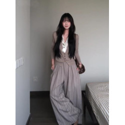 法式復古氣質高級感假兩件長袖針織衫女早秋新款開衫顯瘦外搭上衣