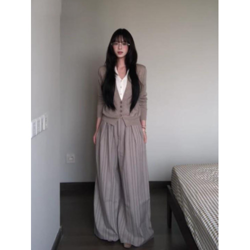 法式復古氣質高級感假兩件長袖針織衫女早秋新款開衫顯瘦外搭上衣