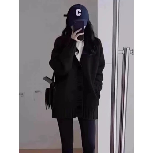 歐貨慵懶風灰色浣熊絨毛衣外套女秋冬高級感中長款針織開衫上衣厚 歐貨慵懶風灰色浣熊絨毛衣外套女秋冬高級感中長款針織開衫上衣厚