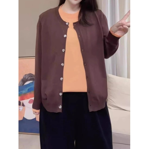 大碼胖mm設計感拼色假兩件針織開衫女春季顯瘦寬鬆高級感毛衣上衣