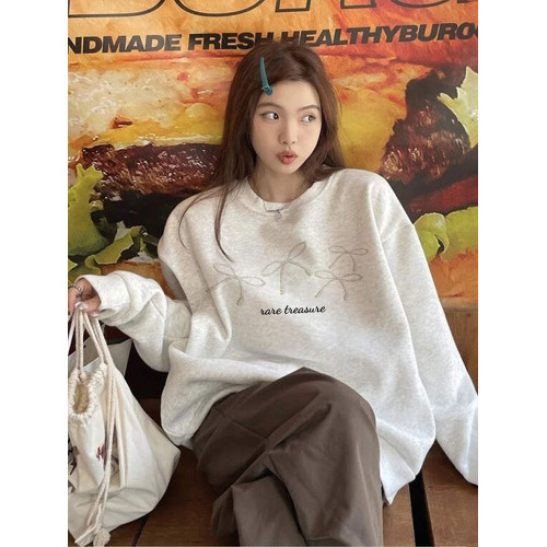 純棉圓領衛衣女新款秋冬加絨加厚寬松無帽百搭中長款學院風上衣潮 純棉圓領衛衣女新款秋冬加絨加厚寬松無帽百搭中長款學院風上衣潮