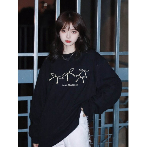 純棉圓領衛衣女新款秋冬加絨加厚寬松無帽百搭中長款學院風上衣潮 純棉圓領衛衣女新款秋冬加絨加厚寬松無帽百搭中長款學院風上衣潮