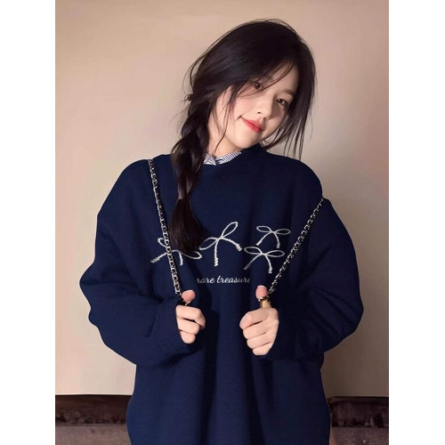 純棉圓領衛衣女新款秋冬加絨加厚寬松無帽百搭中長款學院風上衣潮 純棉圓領衛衣女新款秋冬加絨加厚寬松無帽百搭中長款學院風上衣潮