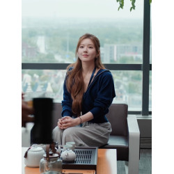 許我耀眼趙露思許妍同款拉鍊連帽毛衣外套女秋冬季設計感短款上衣