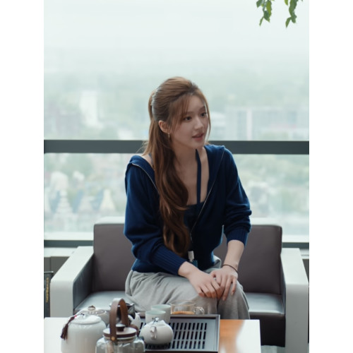 許我耀眼趙露思許妍同款拉鍊連帽毛衣外套女秋冬季設計感短款上衣