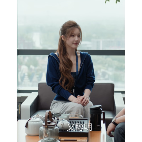 許我耀眼趙露思許妍同款拉鍊連帽毛衣外套女秋冬季設計感短款上衣