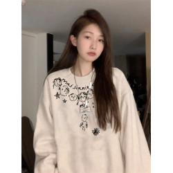 純棉美式復古潮牌長袖衛衣女2025早秋新款設計感小衆寬松慵懶上衣