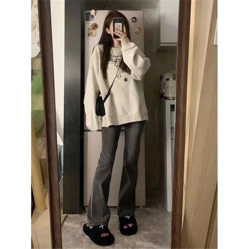 純棉美式復古潮牌長袖衛衣女2025早秋新款設計感小衆寬松慵懶上衣