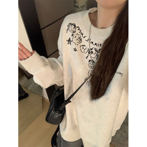 純棉美式復古潮牌長袖衛衣女2025早秋新款設計感小衆寬松慵懶上衣