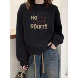 大牌即墨100%純棉衛衣女秋冬季加絨加厚寬松顯瘦休閒套頭上衣外套