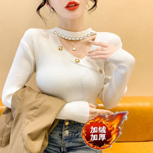 掛脖針織衫女2025秋冬新款設計感小衆鏤空毛衣打底衫內搭短款上