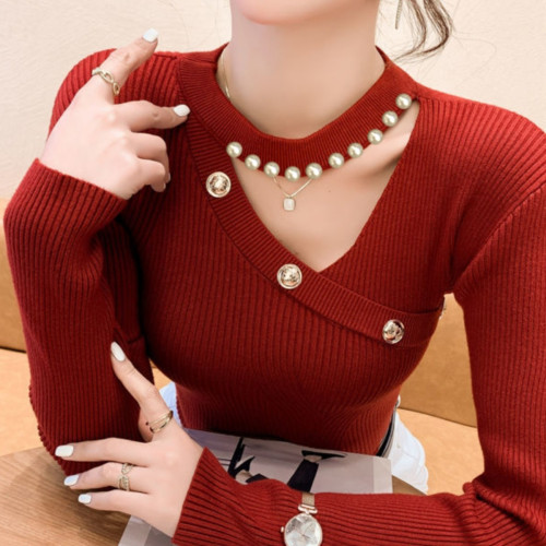 掛脖針織衫女2025秋冬新款設計感小衆鏤空毛衣打底衫內搭短款上