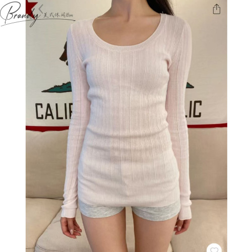 Brandy bm圓領長袖竪條紋純棉針織衫BM修身顯瘦上衣Grace Sweater Brandy bm圓領長袖竪條紋純棉針織衫BM修身顯瘦上衣Grace Sweater