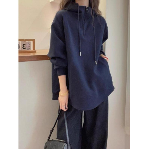 特大碼2-300斤痞帥設計感半拉鍊衛衣女秋冬寬松加絨慵懶上衣外套 特大碼2-300斤痞帥設計感半拉鍊衛衣女秋冬寬松加絨慵懶上衣外套