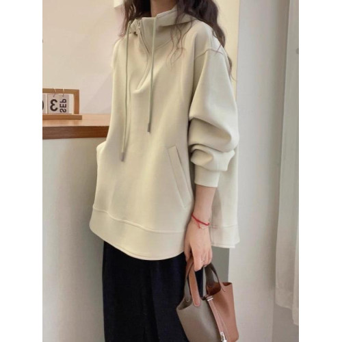 特大碼2-300斤痞帥設計感半拉鍊衛衣女秋冬寬松加絨慵懶上衣外套 特大碼2-300斤痞帥設計感半拉鍊衛衣女秋冬寬松加絨慵懶上衣外套