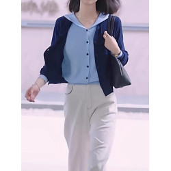 韓系假兩件連帽針織開衫外套秋季大碼胖MM減齡寬松巨好看長袖上衣