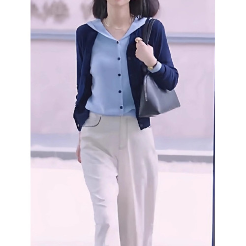 韓系假兩件連帽針織開衫外套秋季大碼胖MM減齡寬松巨好看長袖上衣 韓系假兩件連帽針織開衫外套秋季大碼胖MM減齡寬松巨好看長袖上衣