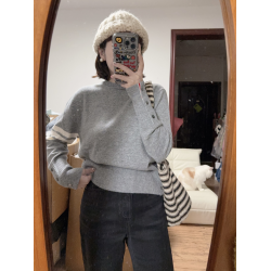 正確版】2025秋冬經典四條桿TB圓領長袖針織衫毛衣套頭打底衫T恤