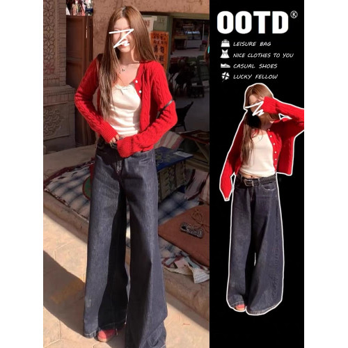 2025新款慵懶風紅色針織外套女早秋季小個子短款上衣毛衣開衫外搭