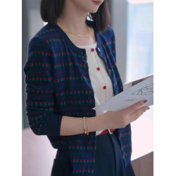 時尚洋氣假兩件針織開衫女2025早秋韓系穿搭大碼顯瘦歐貨時髦上衣