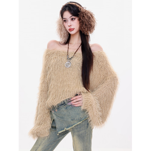 ABWLR 秋日濾鏡-原創慵嬾風流蘇毛針織衫女冬季新款寬鬆短款毛衣