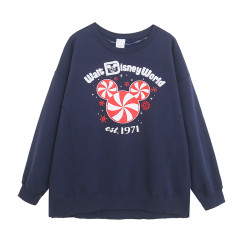 樂園款~字母毛巾刺綉卡通圓領長袖衛衣女寬松大碼胖m慵懶bf休閒風