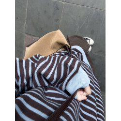 韓系學院風翻領條紋衛衣女秋季新款復古百搭撞色寬松休閒長袖上衣