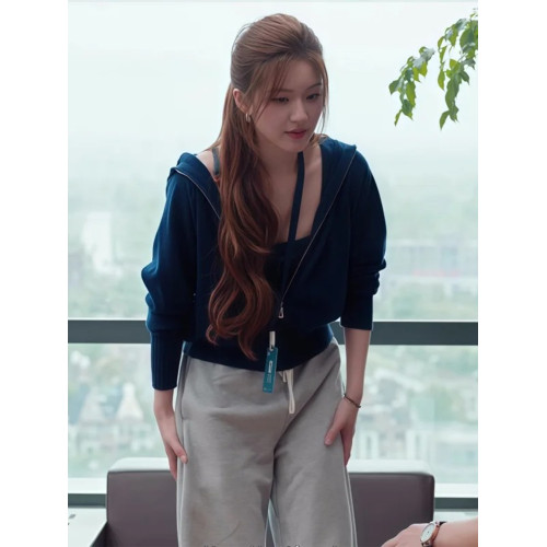 趙露思同款雙拉鍊連帽衛衣女秋2025新款許你耀眼許妍針織開衫外套