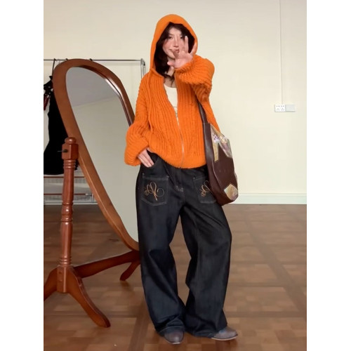 韓系氛圍感橘色毛衣外套女早秋季2025新款巨好看輕熟針織開衫上衣