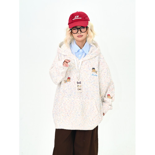 怕麻煩藍色小狗掛牌連帽毛衣女2025秋新款寬松bf韓系慵懶感針織衫 怕麻煩藍色小狗掛牌連帽毛衣女2025秋新款寬松bf韓系慵懶感針織衫