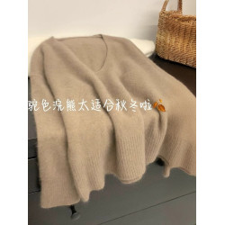 韓系軟糯V領套頭毛衣女2025秋季新款慵懶寬松顯瘦針織衫內搭上衣