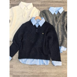 早秋假兩件polo領學院風減齡毛衣女裝韓系寬松針織衫法式別致上衣