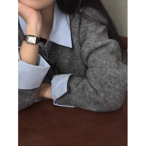 早秋假兩件polo領學院風減齡毛衣女裝韓系寬松針織衫法式別致上衣