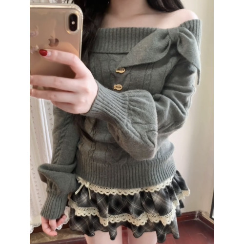 日系古早兔耳朵學院風甜美灰色毛衣女秋冬季套頭修身收腰針織上衣 日系古早兔耳朵學院風甜美灰色毛衣女秋冬季套頭修身收腰針織上衣