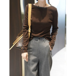 大碼氣質圓領長袖針織衫女2026春季胖MM顯瘦高級感洋氣打底衫上衣