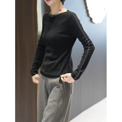 大碼氣質圓領長袖針織衫女2026春季胖MM顯瘦高級感洋氣打底衫上衣