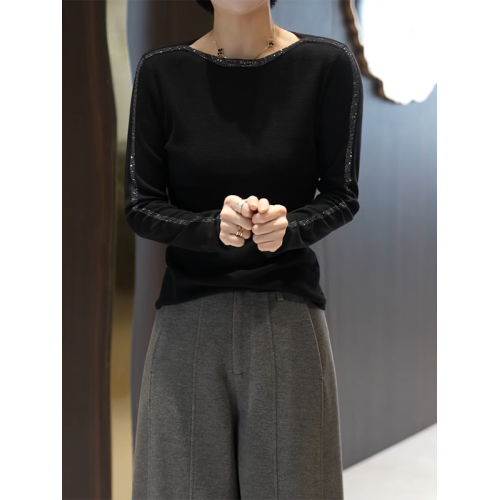 大碼氣質圓領長袖針織衫女2026春季胖MM顯瘦高級感洋氣打底衫上衣