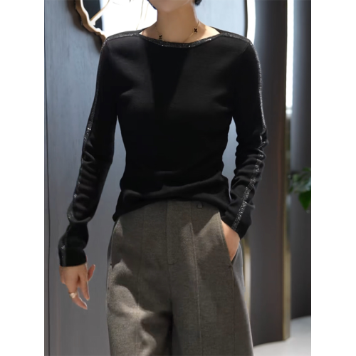 大碼氣質圓領長袖針織衫女2026春季胖MM顯瘦高級感洋氣打底衫上衣