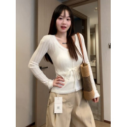 白色鏤空長袖針織衫女2025新款秋冬季獨特漂亮內搭打底衫短款上衣