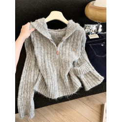 Jade Closet店推薦~美德拉松弛感連帽加厚長袖針織毛衣女秋冬