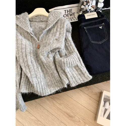 Jade Closet店推薦~美德拉松弛感連帽加厚長袖針織毛衣女秋冬