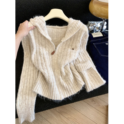 Jade Closet店推薦~美德拉松弛感連帽加厚長袖針織毛衣女秋冬