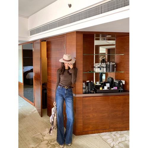 龍喜兒 秋冬羊毛坑條紋針織衫女圓領長袖修身顯瘦打底衫上衣J560