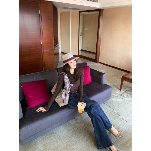 龍喜兒 秋冬羊毛坑條紋針織衫女圓領長袖修身顯瘦打底衫上衣J560