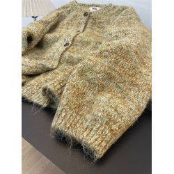 韓系秋冬穿搭針織開衫女寬松慵懶風新款花線高級毛衣外套加厚