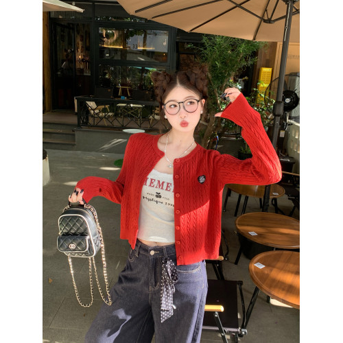 蘇三三  粉色開衫女針織2025新款早秋韓系穿搭上衣miu系毛衣外套